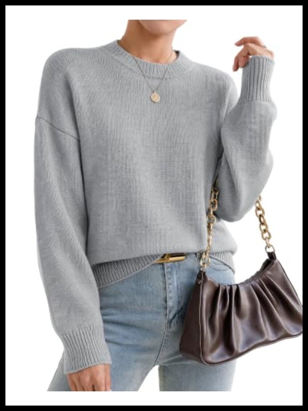 Oversized Cashmere Crewneck Pullover Sweater Women